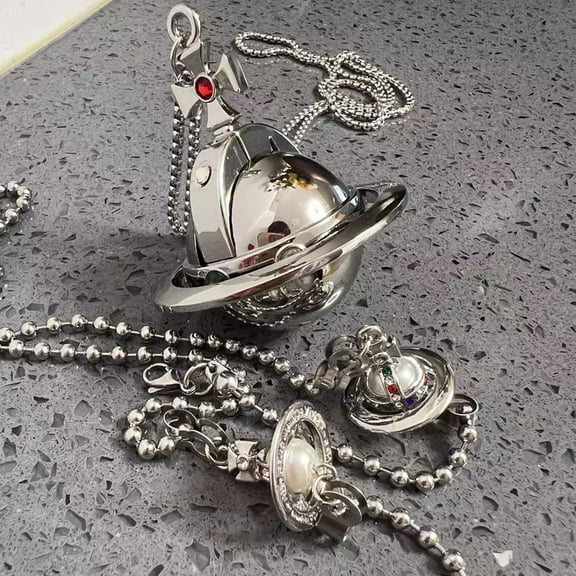 Vivienne Westwood Pendant Lighter Gas Lighters Two Orb Chains, Gift Box, Silver