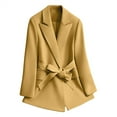 thumbnail image 4 of Yigetop Business Casual Outfits for Women, Turn Down Collar Tie Up Women Elegant Lady Long Sleeve with Belt Fitted Blazers for Women Yellow L, 4 of 6