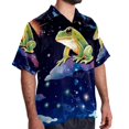 thumbnail image 2 of Starry Sky Frog Men's Short Sleeve Button Down Casual Beach Printed Shirts, 2 of 6