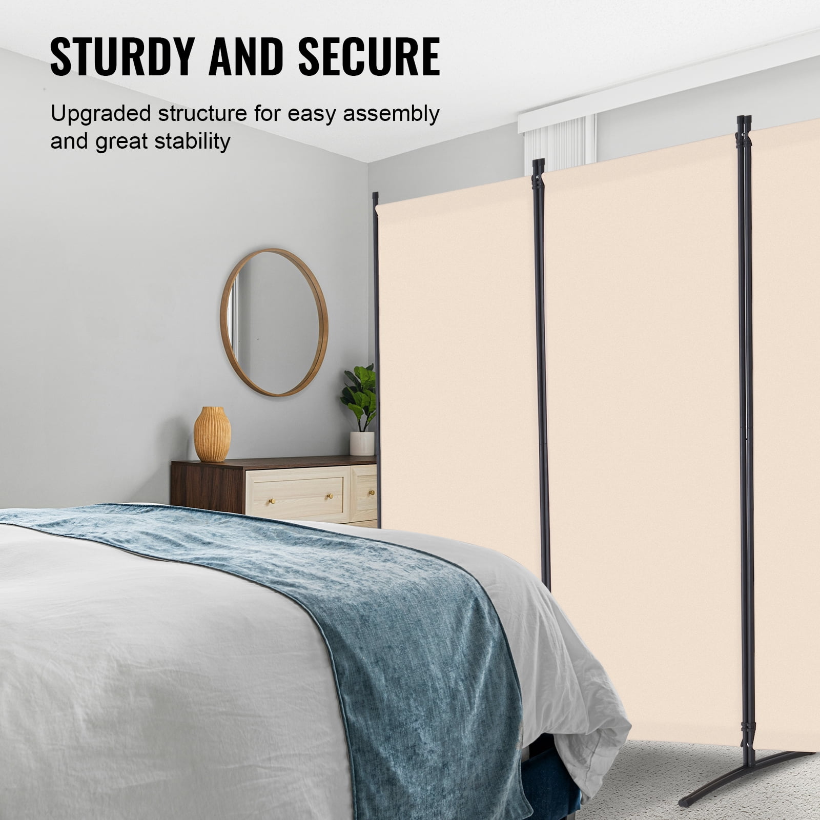 KFFKFF Area Separator, Quadruple Panel Space Divider, Collapsible Seclusion Screen and Detachable Space Divider for Room Segregation, Self-supporting Area Partitions for Workspace, Sleeping Area