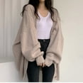 thumbnail image 3 of LOVE DOCK Korean Ins Lazy Knitted Cardigan Female V-neck Single-breasted Loose Lantern Sleeve Sweater Coat Women Oversized Sweater, 3 of 6