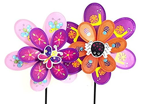 2 Pack 12"D Double Pedal Windmill Assorted Color great addition to your yard or a... by