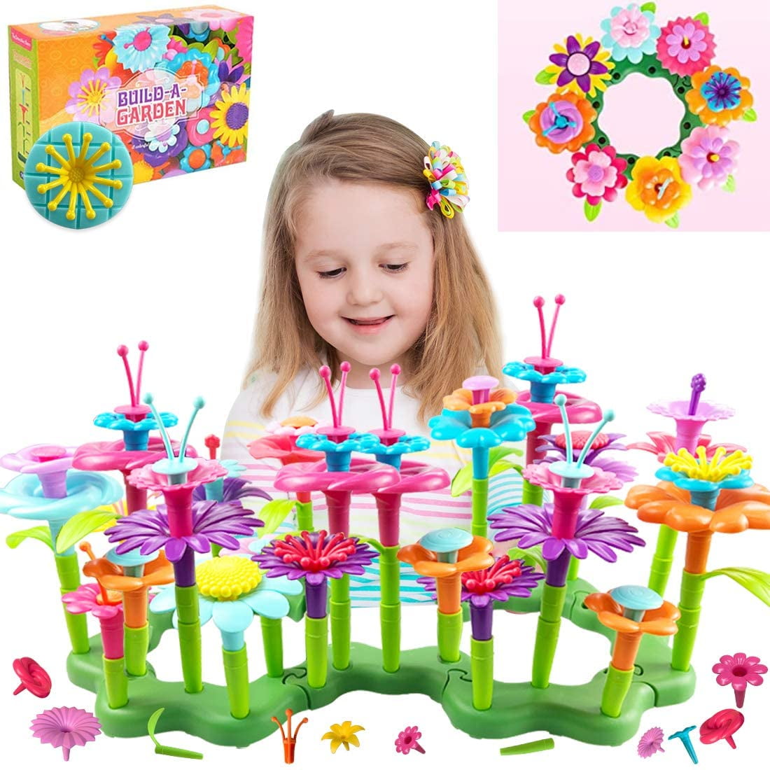 Birthday for 3-7 Year Old Kids Girls Boys Toddlers LETS GO Great Toys for Girls Boys Kids Age 3-8 Waterproof Flower Garden Building Creative Toys for Kids Age 3-7 