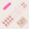 thumbnail image 3 of Uñas postizas cuadradas medianas Uñas postizas de mariposa Acrílico degradado rosa, 3 of 5