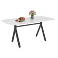 thumbnail image 3 of Rectangular Dining Table - Tempered Glass Marble Pattern Tabletop, Black Metal Legs with Sturdy Triangular Structure, 320 lbs Load Capacity, Easy Assembly, Modern Kitchen & Restaurant Dining Table, 3 of 11