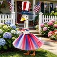 thumbnail image 6 of Fall Porch Goose Festival Outfits,20 Inch Tulle Mesh Dress,Bow Decor and Top Hat Clothes Set for Garden Outdoor Decor,Fall Decorations Thanksgiving Front Porch Yard Arrangement,Blue, 6 of 7