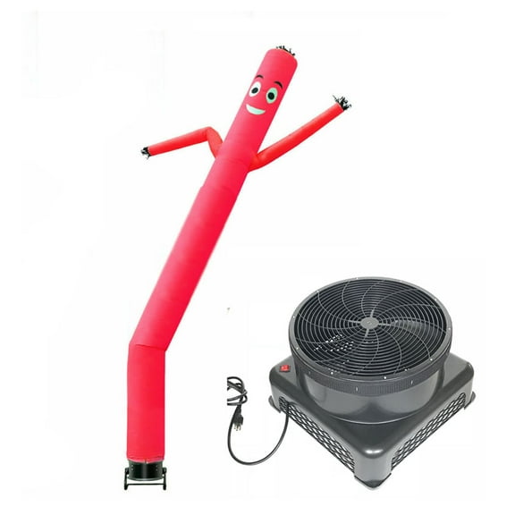 Techtongda 20ft Sky Air Puppet Dancer Inflatable Arm Flailing Tube Man Wind Flying Dancing Man for Advertising Red with 750W Blower