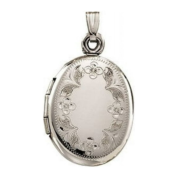 14k White Gold Oval Picture Locket over 5/8 Inch x 7/8