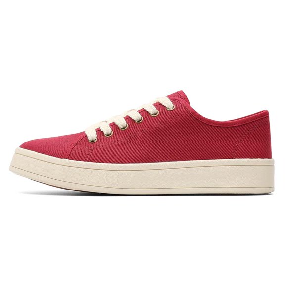 Men's Vibrant Red Canvas Platform Sneakers, Casual Minimalist Shoes
