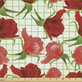 thumbnail image 2 of Ambesonne Floral Fabric by the Yard Upholstery, Romantic Rose Nature Art, 10 Yards, Dark Coral and Olive Green, 2 of 5