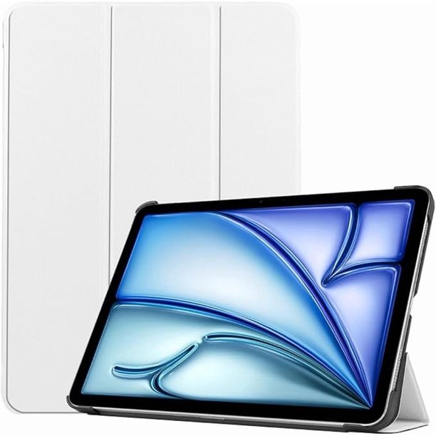 Funda Protectora de Carcasa Rígida de Cuero PU con Soporte Magnético para iPad Air 11" M2 (2024) -blanco