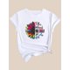 thumbnail image 4 of Chic Sunflower & Leopard Print T-Shirt for Women - Casual Fashion, Crew Neck, Short Sleeve, Breathable Polyester - Perfect for Spring/Summer, 4 of 7