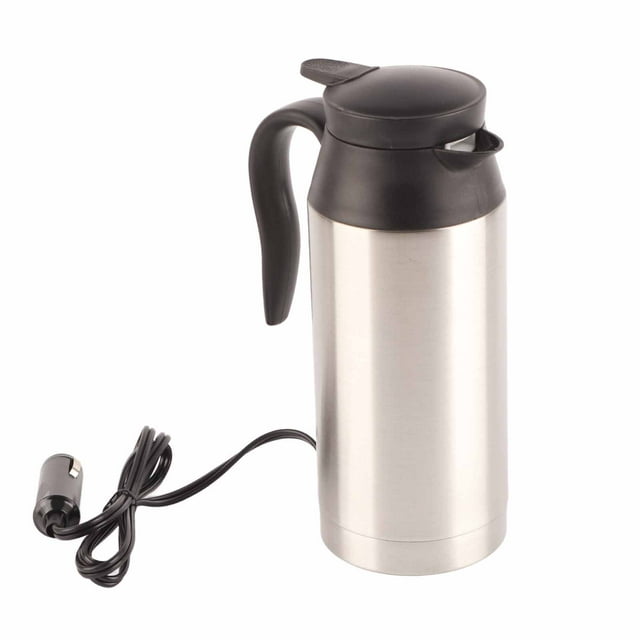 Hervidor eléctrico de acero inoxidable para coche, 750ML, café, té, termo, taza calentadora de agua, 12V
