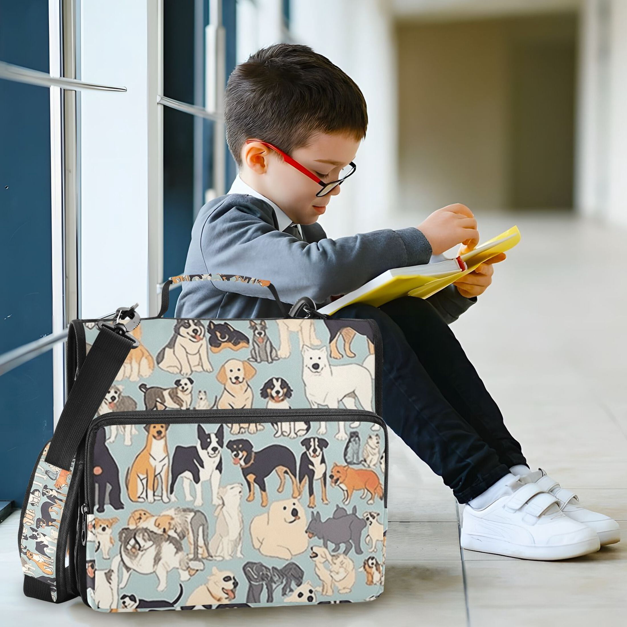 3 Ring Zipper Binder with Shoulder Strap Waterproof Trapper Keeper 2 Inch D-Ring 500 Sheets Capacity All Kinds Of Dogs