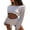 White, variant on KOMOO Women Two Pieces Knitted Shorts Set Solid Color Stripe Long Sleeve Crop Tops High Waist Short Sets Knit Outfits