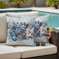 thumbnail image 4 of Blue Poinsettia Christmas Outdoor Waterproof Pillow Covers, Xmas Botanical Balls Snowflake Vintage Decorative Square Throw Pillowcase Sofa Cushion Sham for Patio/Couch/Chair, 24"x24" 2 Pack, 4 of 8