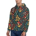 thumbnail image 3 of Rateoe Mushrooms And Flowers Pattern Mens Hoodie, Pullover Hooded Sweatshirt, Kangaroo Pocket Hoodie Ideal for Daily Wear, Travel and Home-Small, 3 of 7