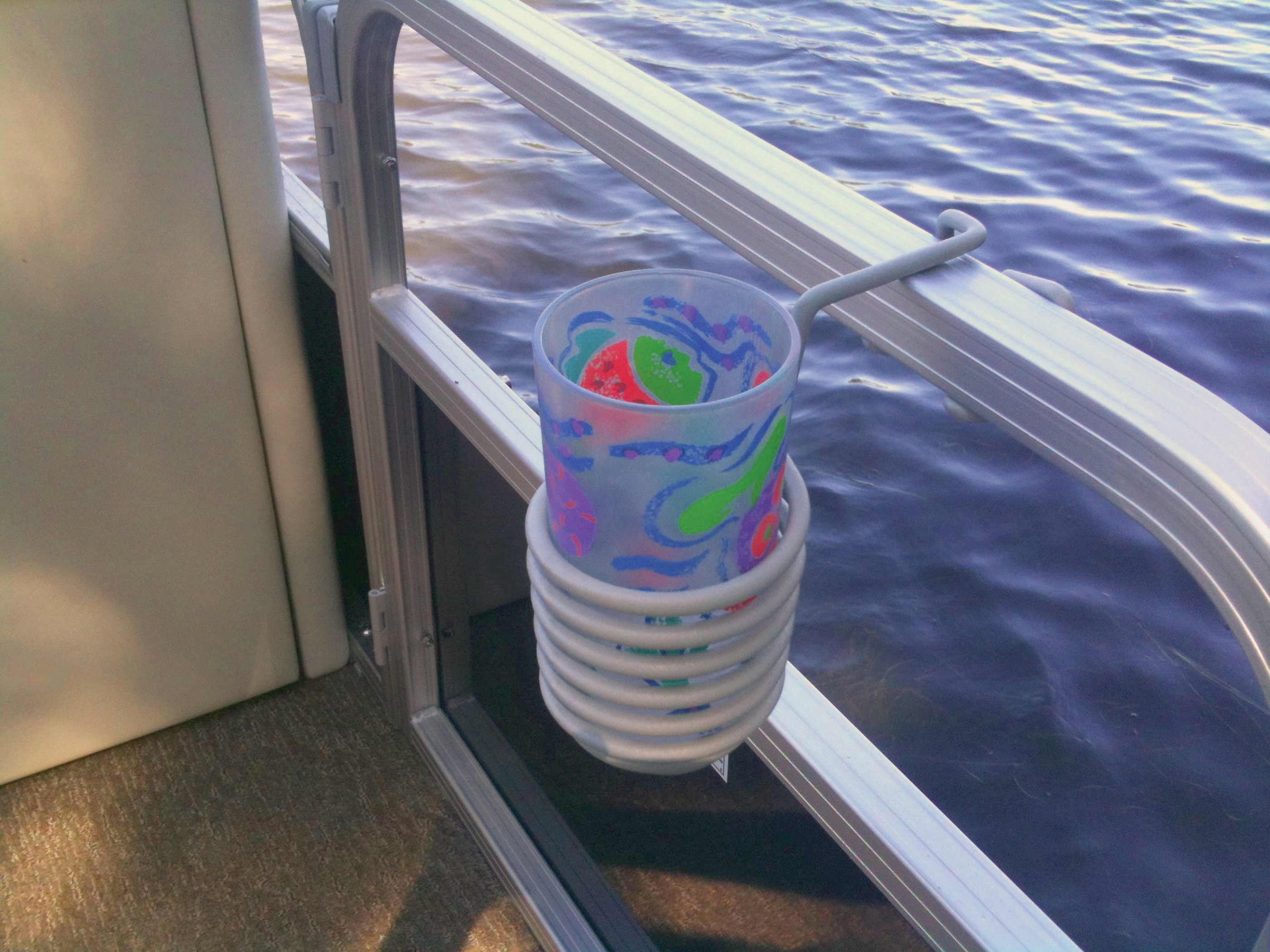 Swirlygig Skiffdaddy Drink Cup Phone Holder - PVC Coated Steel for Pontoon, Boat, Canoe, Patio Chair, 3 inch diameter, 2 Pack