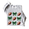 thumbnail image 4 of Footballs & Green Bows Sweatshirt for Women, Teens & Kids School Football Team Spirit Sweater Gray Sweatshirt Adult X-Large, 4 of 4