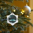 thumbnail image 7 of 3drose, Two Turquoise Tennis Shoes Against a City Backdrop, 3 inch Snowflake Porcelain Ornament, 7 of 7