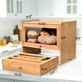 thumbnail image 3 of VicTsing Bamboo Bread Box, Corner Bread Box for Kitchen Countertop, Bread Box for Homemade Bread with Window, Bamboo Bread Box for Kitchen Countertop, Pantry Counter Corner, 3 of 11