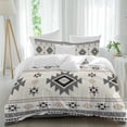 thumbnail image 2 of Gray Beige Boho Duvet Cover Set, Ethnic Tribe Southwestern Vintage Soft Duvet Cover Queen Size Bedding Set 4 Pieces, 1 Quiltcover and 2 Pillowcases with Zipper, 1 Bed Sheet for All Seasons, 2 of 9