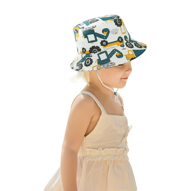 XASZHN Chapeaux de Protection Solaire pour Enfants avec Mentonnière Ajustable Été Printemps Chapeau de Soleil Mignon Dessin Animé Extérieur Plage Bob Casquette Fascinator Chapeaux pour Enfants D Taille Unique