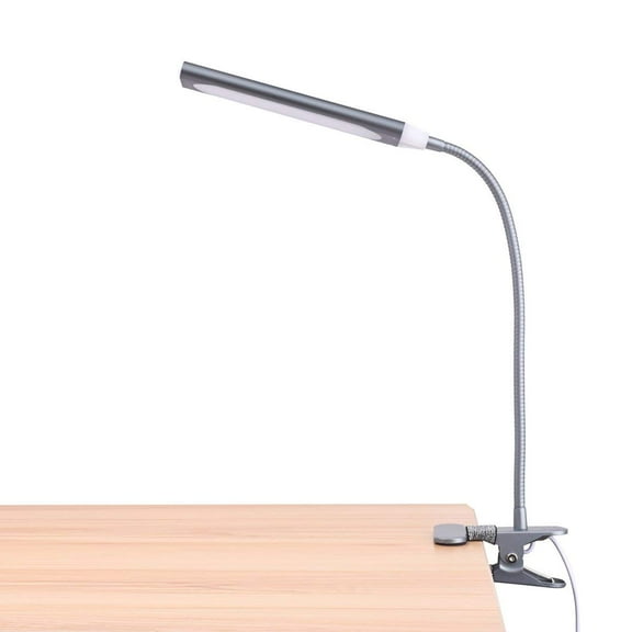 Kootion Flexible Gooseneck 11” LED Desk Lamp -Light USB Powered Eye-Caring Gray Desk Lamp with Clip