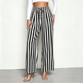 thumbnail image 4 of BODOAO Women's Striped Satin Palazzo Pants, Casual Summer High Waisted Wide Leg Trousers with Pockets, Silky Smooth Fabric, Flowy Draped Fit and Elastic Waist Black L, 4 of 6