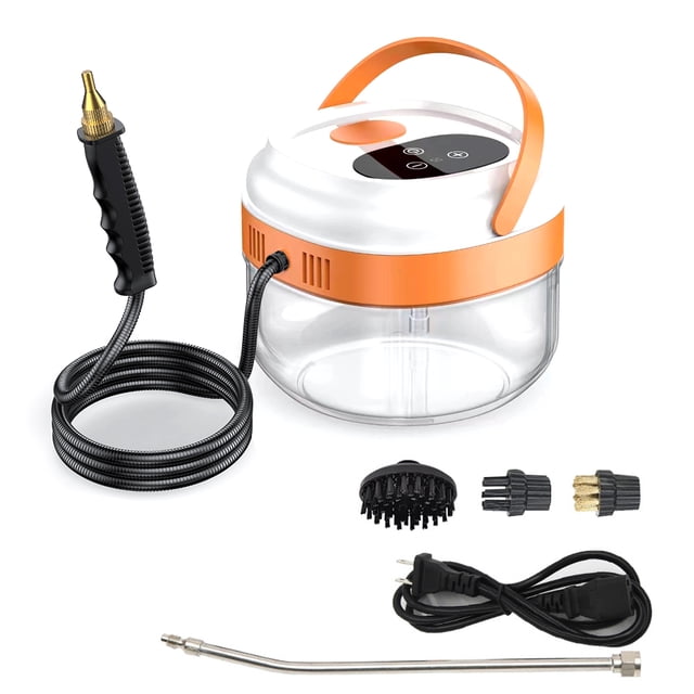 TFixol High-Pressure Steam Cleaner for Kitchen & Home, 1500ml Tank, 1800W Power, 3 Bar Pressure, 115℃, Orange, US-Plug, Handheld Design with Accessories