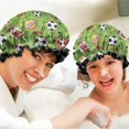 thumbnail image 6 of Shower Caps,Green Soccer Comic Pattern Waterproof Shower Cap for Women 4 Pieces,Double Reusable Hair Cover for Shower PEVA Elastic Stretch Hem, 6 of 7