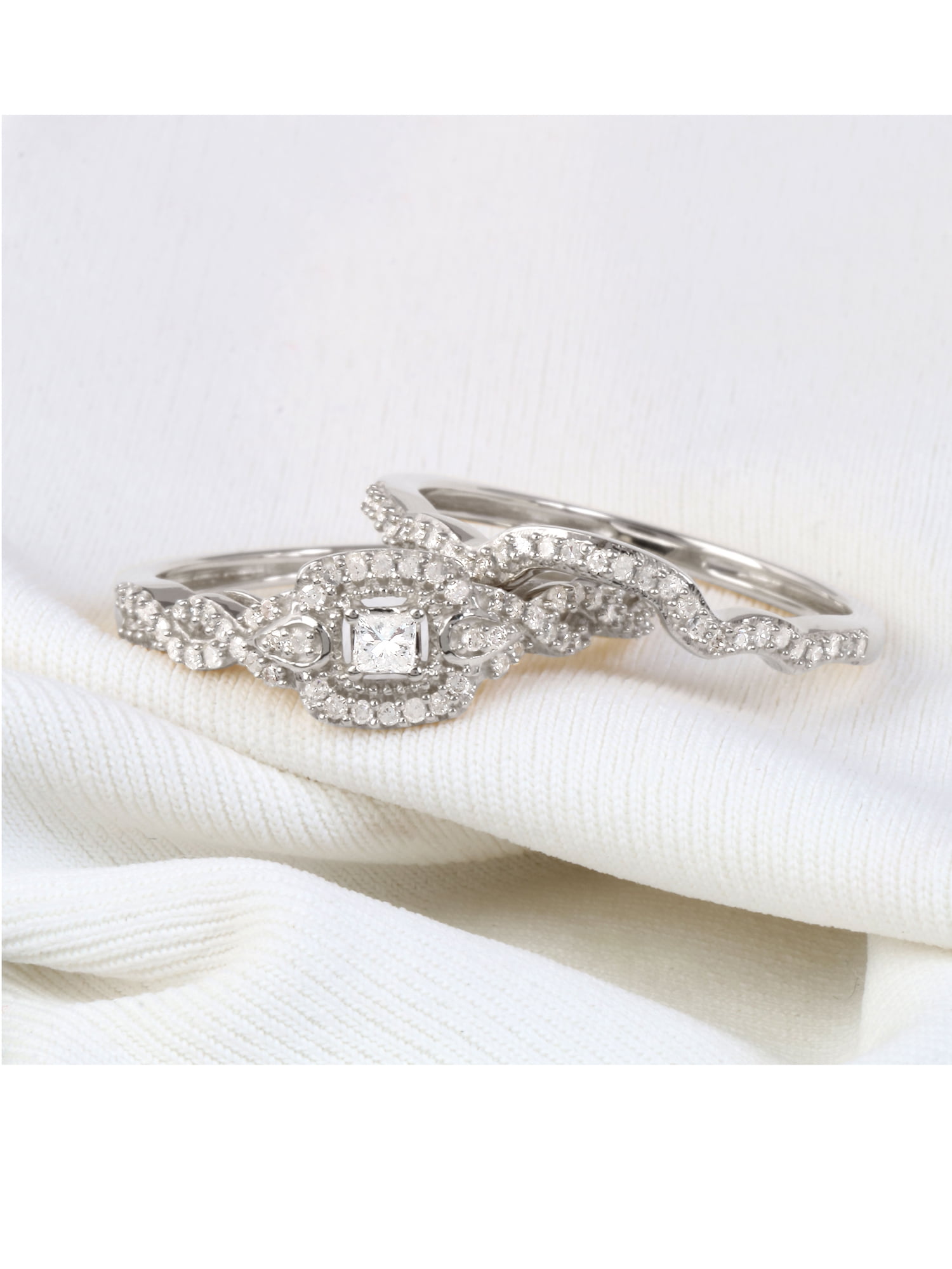 Imperial Women's IGI Certi 1/3 Ct Diamond 10k White Gold Twist Shank Bridal Set