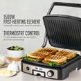thumbnail image 3 of OVENTE Electric Panini Press Sandwichera, parrilla de interior de 1500 W con placas con revestimiento antiadherente, control de temperatura y bandeja de goteo extraíble, abre 180 grados para adaptarse, 3 of 5