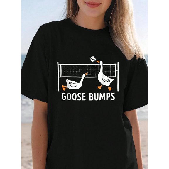 100% Cotton Goose Bumps Volleyball Set Spike Funny Volleyball Team T-Shirt