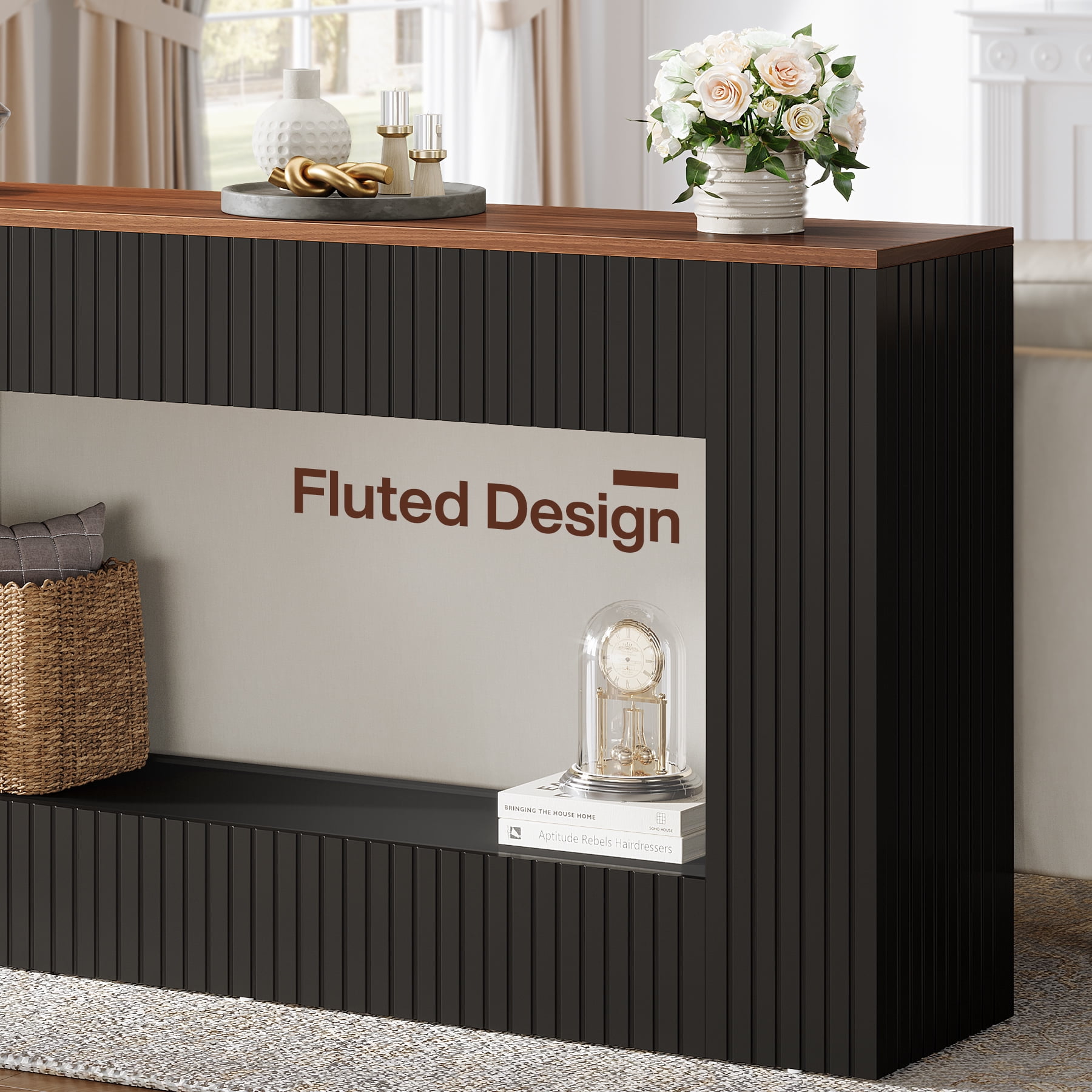 Tribesigns Modern Console Table, 55-Inch Wood Entryway Table with Storage, Narrow Long Sofa Table Behind Couch Table for Living Room, Foyer, Hallway, Black