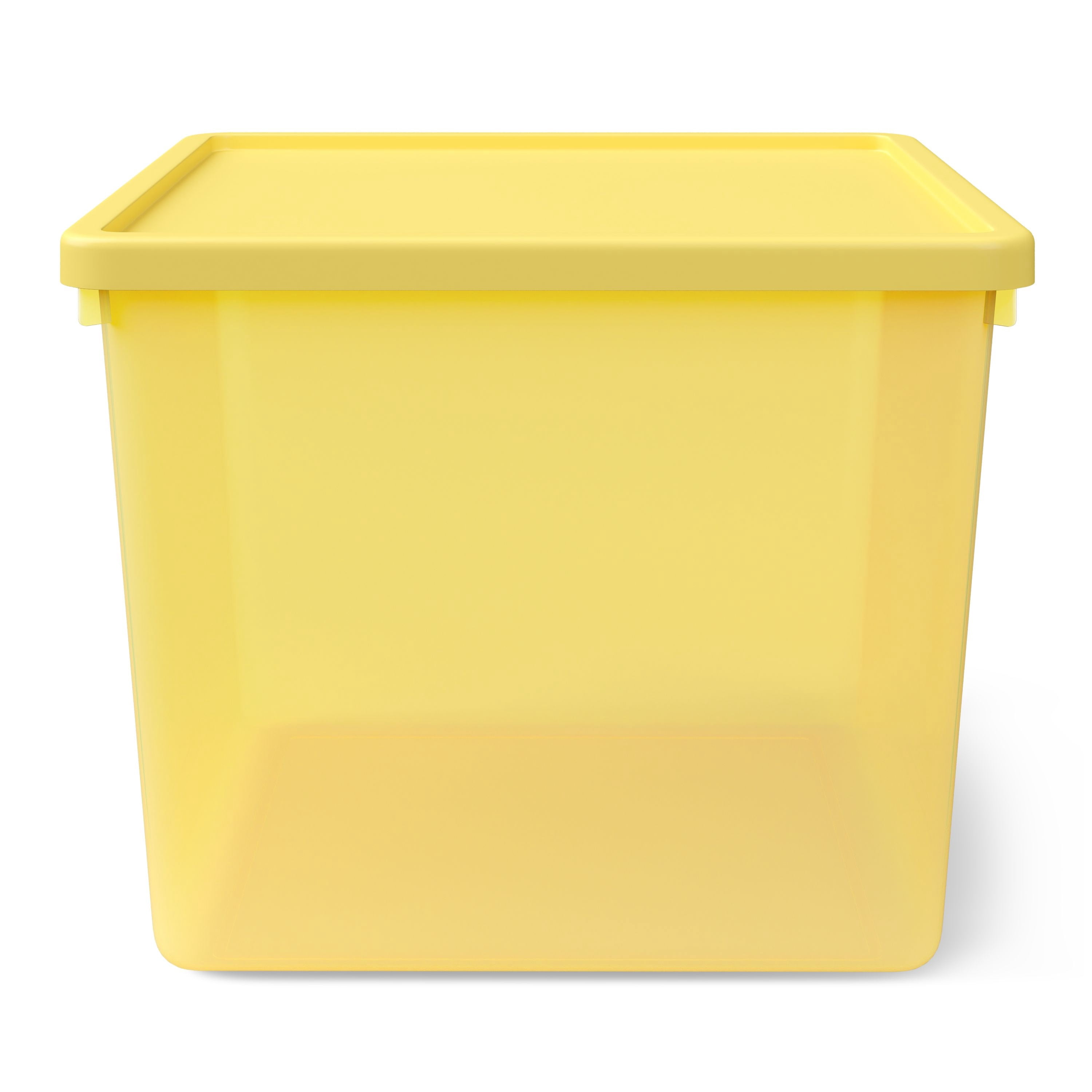 Mainstays Kids Yellow Large Plastic Storage Bin with Lid, 4 Pack