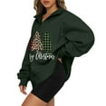 thumbnail image 2 of Babysbule Womens Fall Christmas Deals Sweatshirts Casual Winter Graphic Printed Pullover Long Sleeve Quarter Zip Hoodie, 2 of 5