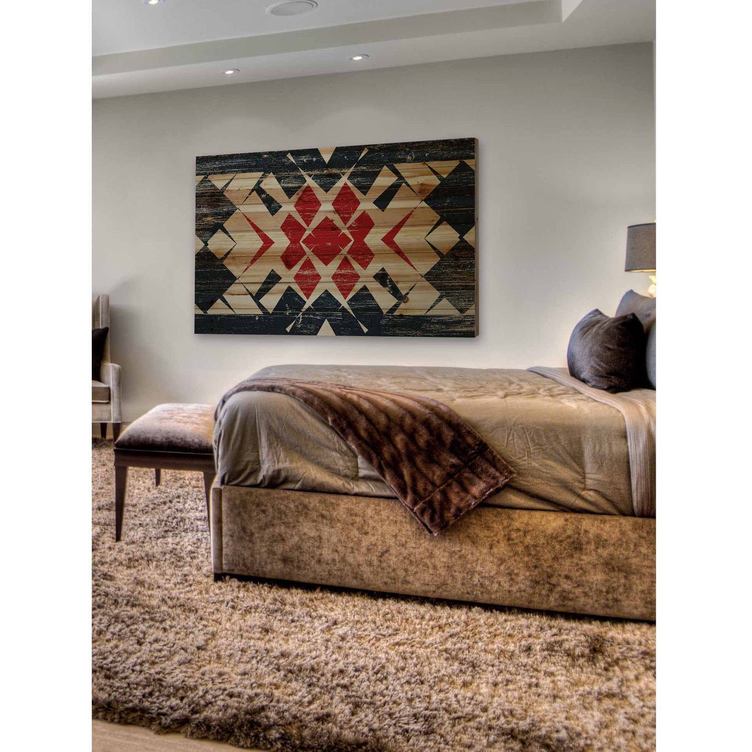 Marmont Hill - "Red Comes Through" Painting Print on Natural Pine Wood