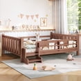 thumbnail image 2 of Eyisean Queen Size Wooden Floor Bed, Space-Saving Low Profile Daybed with Storage Bookcases, Durable Safety Montessori Platform Bed with Cute Stairs & Guardrails for Bedroom, No Box Spring Needed, 2 of 20