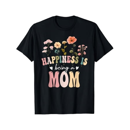Women's Floral Happiness Is Being A Mom Graphic T-Shirt