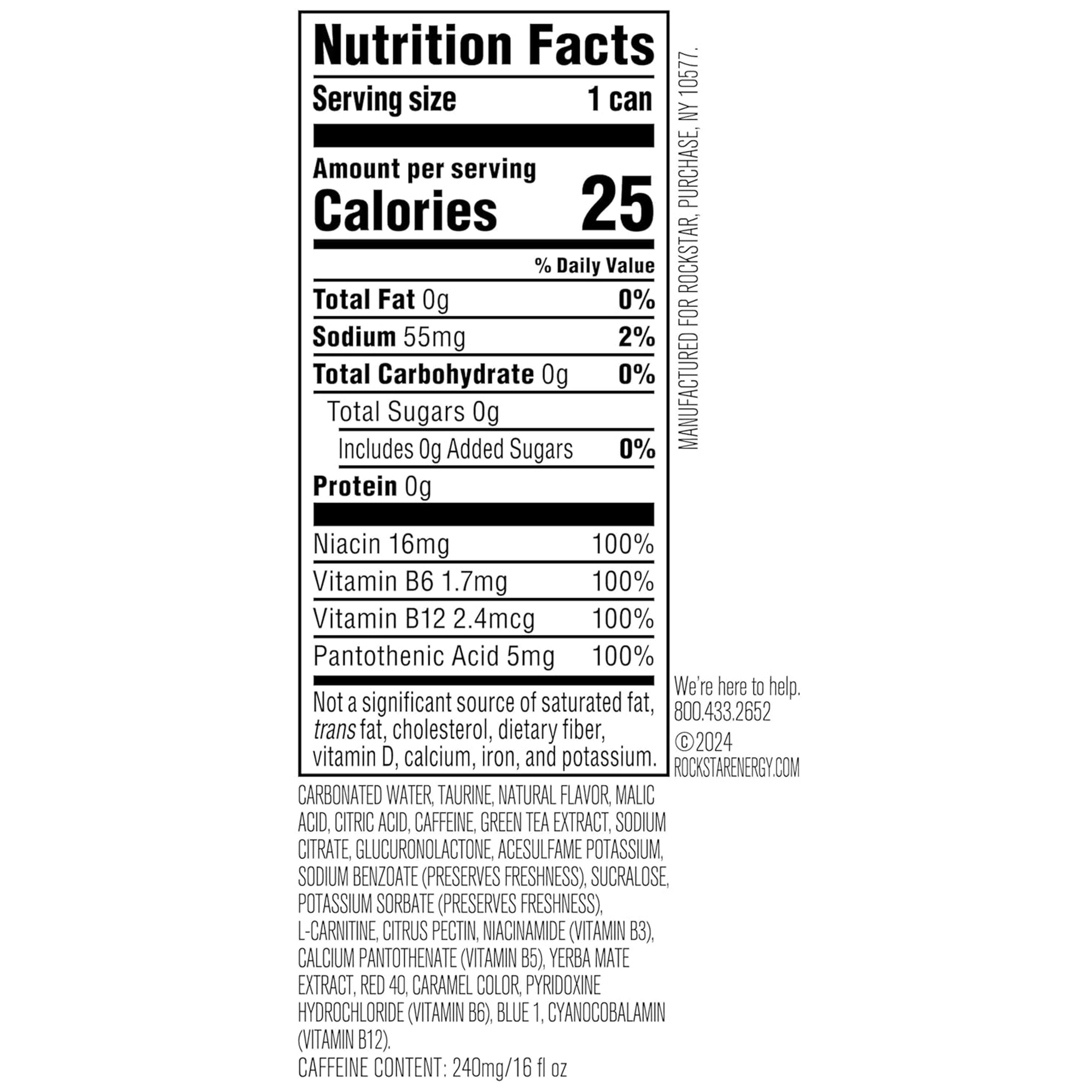 Rockstar Zero Carb Energy Drink, 16 fl oz, 12 Pack Cans