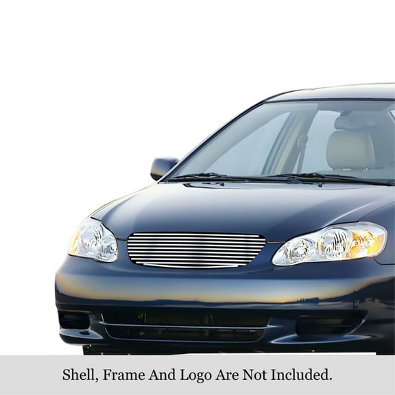 2005-2008 Toyota Corolla Stainless Steel Silver Hairline Finish Finish 8X6 Horizontal Billet Stainless Steel Billet Grille