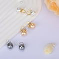 thumbnail image 5 of 1 pair Pearl Earrings with Cubic Zirconia White Freshwater Shell Pearl Dangle Hook Earrings Stud Round Ball Drop Hoop Earrings Brass Jewelry Gift for Women Pink 42.5x12mm Pin: 0.8mm, 5 of 8
