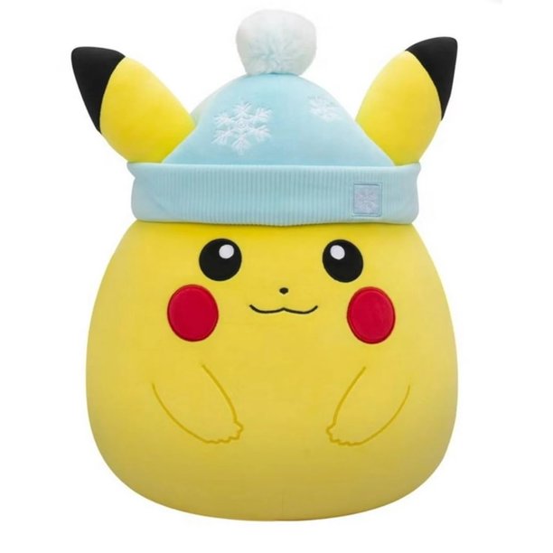 Peluche de Pokémon Pikachu con gorro de invierno, 36 cm, edición navideña