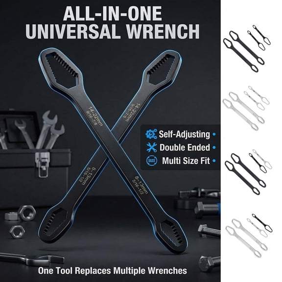 8-22mm Universal Wrench Multifunctional Adjustable Tool, Universal Torque Wrench for Plumbing Sink & Car Repair