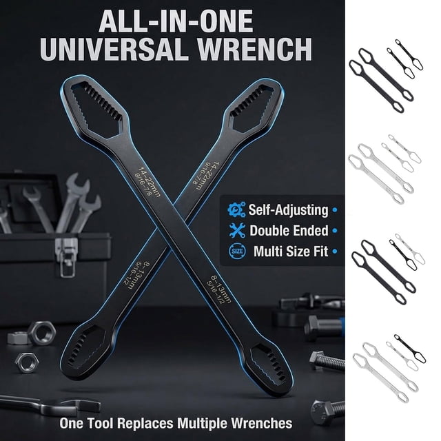 YYV Ensemble d'Outils Clé Réglable Auto-Serrante 8 22 mm Multiusage Double Tête Clé Réglable Plomberie Réparation Outil à Main Entretien Automobile Ensemble de Clé