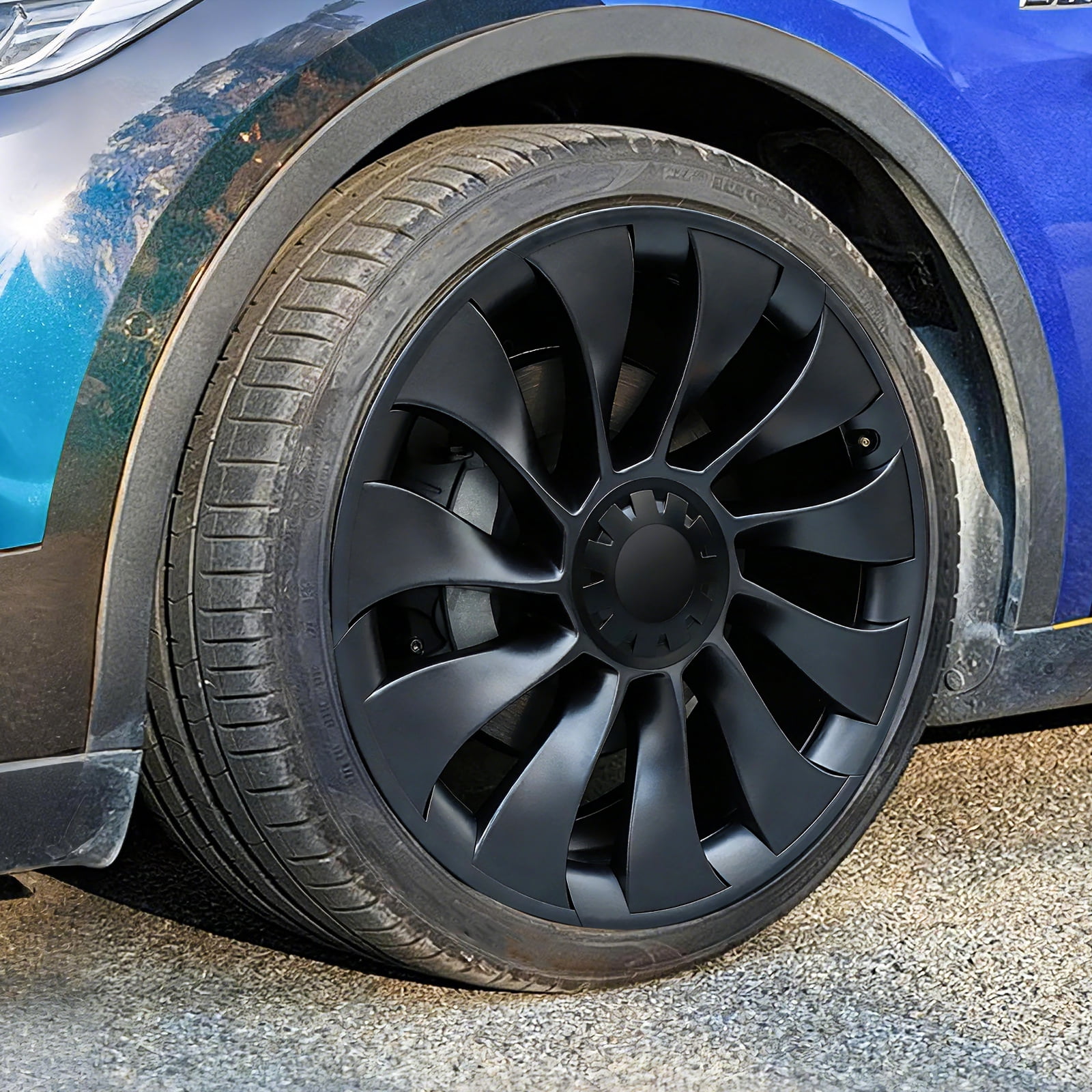WheelX 4Pcs Wheel Rim Protector for Tesla Model Y Juniper 2025 2026 20” Helix Wheels, 4PCS ABS Anti-Curb Scratch Guard, Matte Black Rim Edge Trim, No-Drill Snap-On Installation
