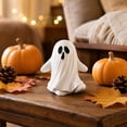 thumbnail image 4 of Miwamany Cute White Resin Halloween Ghost Figurine, Halloween Tabletop Statue, Compact Freestanding Ornament for Shelf Desk Window Mantel Indoor Party Home Decoration, 4 of 6