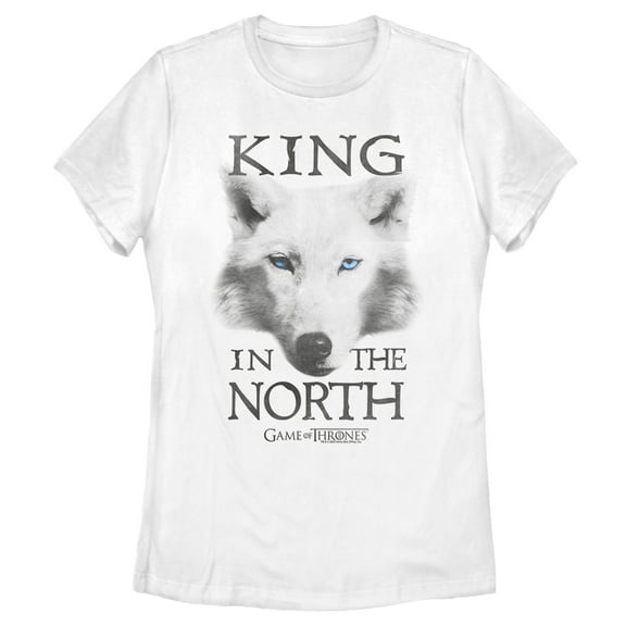 Women's Game of Thrones King in the North Direwolf  Graphic Tee White Small