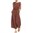 thumbnail image 2 of Kureaily Women Spring And Summer Solid Color Sleeveless Trousers Women's Casual Loose Type Jumpsuit Features: Women Lightweight Jumpsuit, 2 of 5